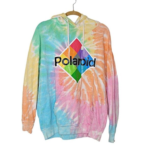 POLAROID Camera Official Merch Rare Tie Dye Oversized Hoodie Sweatshirt Size L - Picture 2 of 12